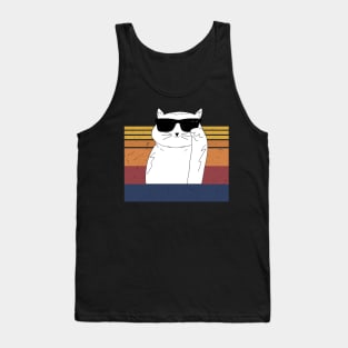 Cool Cat Retro Wearing Black Sunglasses Tank Top